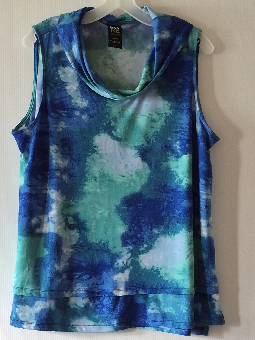 Pure Essence Watercolour Cowl Neck Sleeveless Blue/Green Tank Top